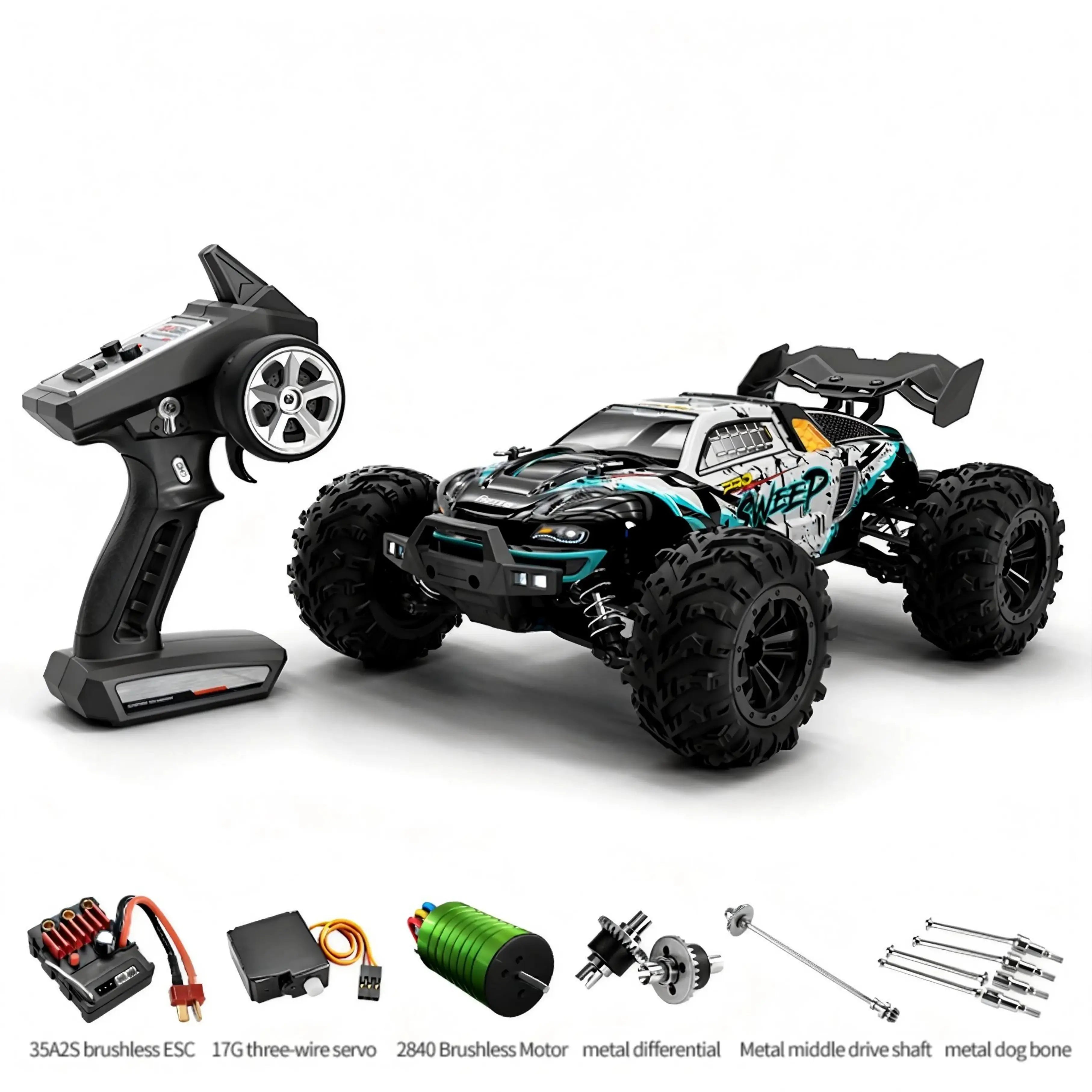 1:16 4WD 70KM/H Monster Truck for Sale - Brushless High-Speed RC Car