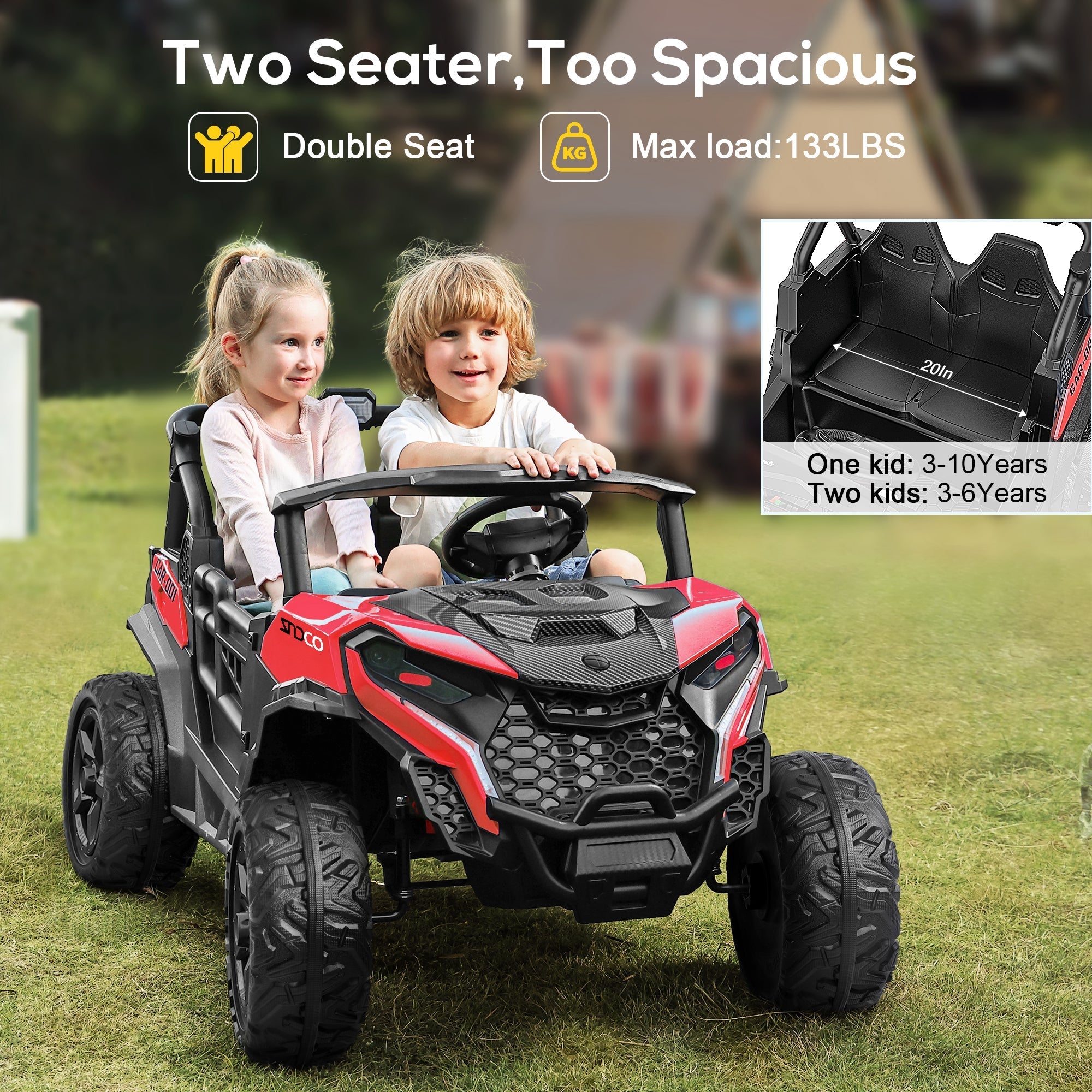 4x200W 24V 2-Seater Ride-on Truck 4WD with EVA Tires