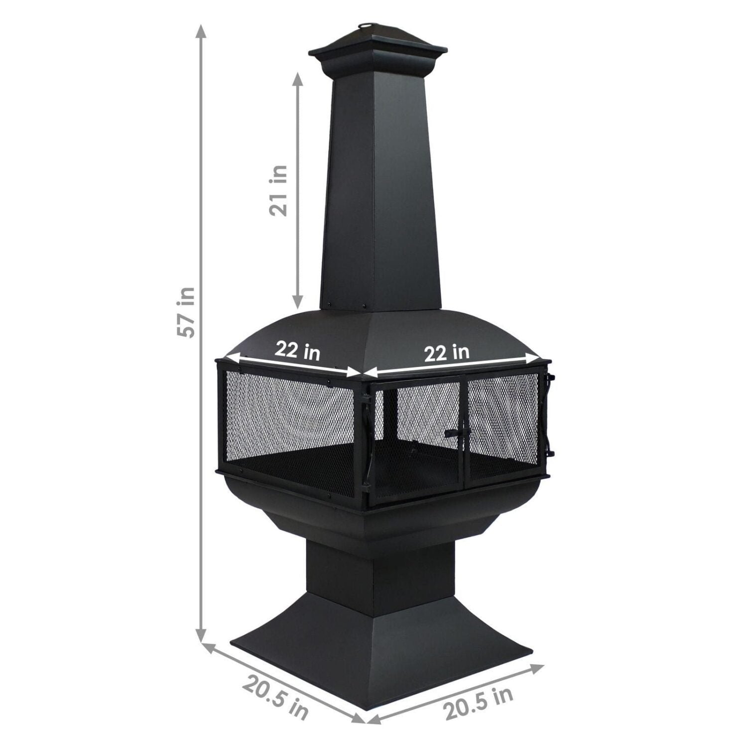 Sunnydaze 57″ 360-Degree View Steel Wood-Burning Chiminea with Grate, Poker, and Cover