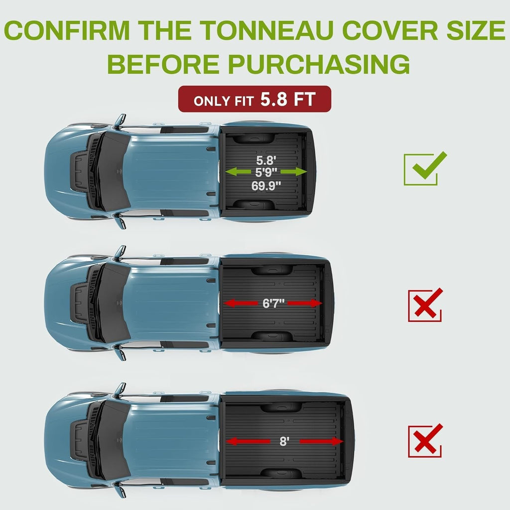 AUTOSAVER88 Soft Tri-Fold Tonneau Cover for 2019–2025 Silverado/Sierra 1500 (New Body Style) 5.8ft Bed – Not for Multi-Flex or CarbonPro
