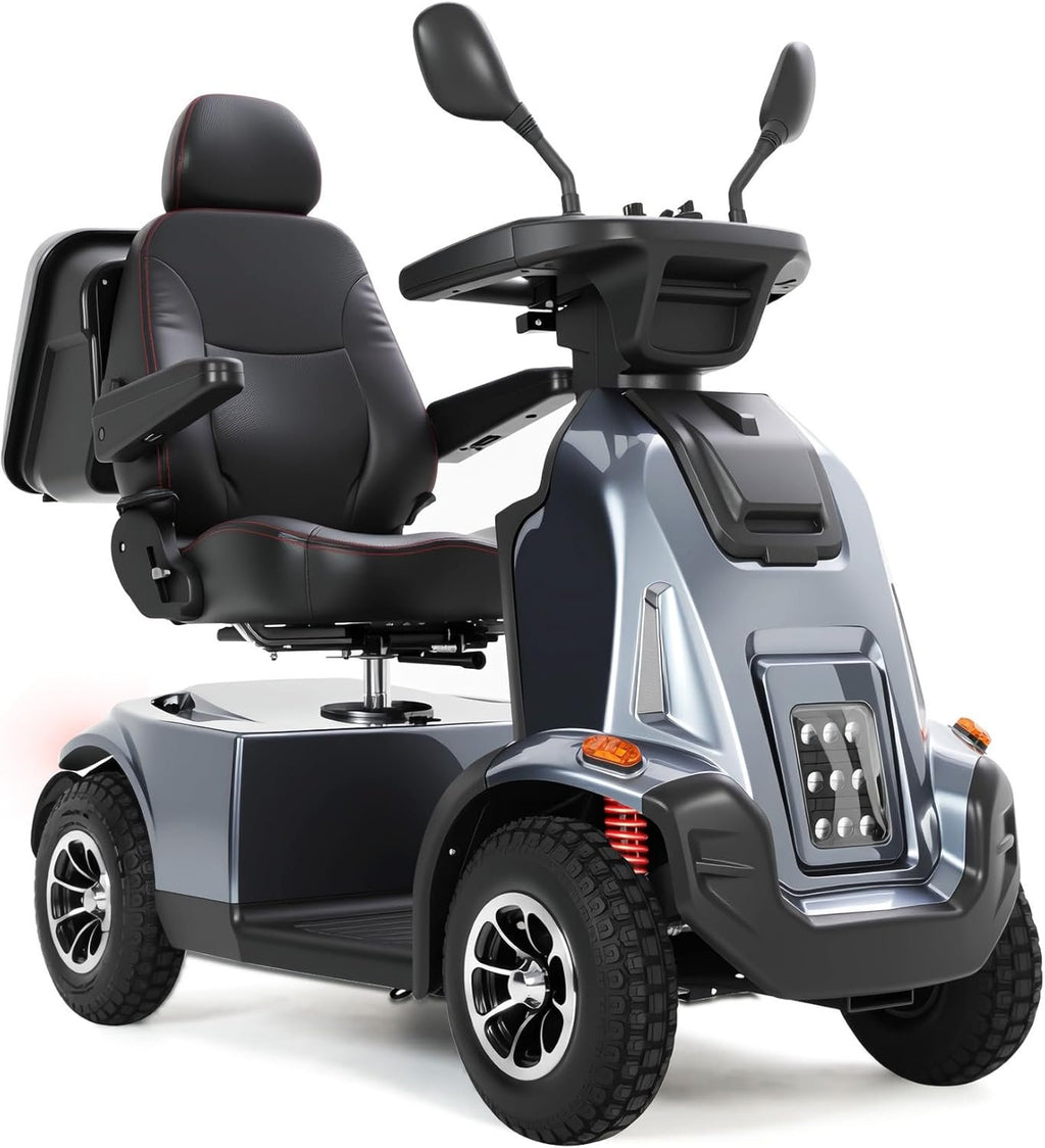 Ecomobi All-Terrain Heavy Duty Mobility Scooter for Seniors &amp; Adults, 1000W Powerful Motor, 550 lbs Weight Capacity, 32 Mile Extended Range, 9 MPH, 13” Pneumatic Tires, Full Suspension, FDA Cleared