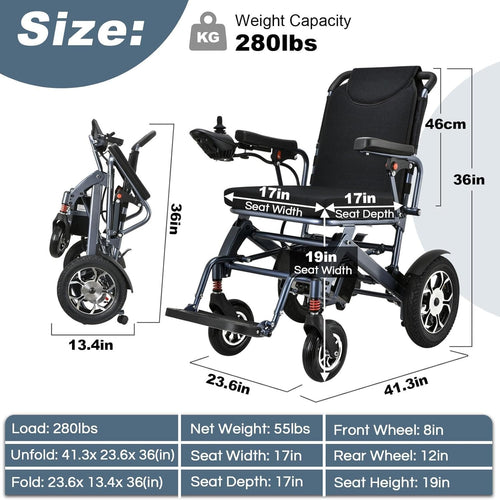 2025 Reclining Electric Wheelchair – 30+ Mile Range, Foldable All-Terrain Power Chair with Dual Batteries, Headrest &amp; Telescopic Handle