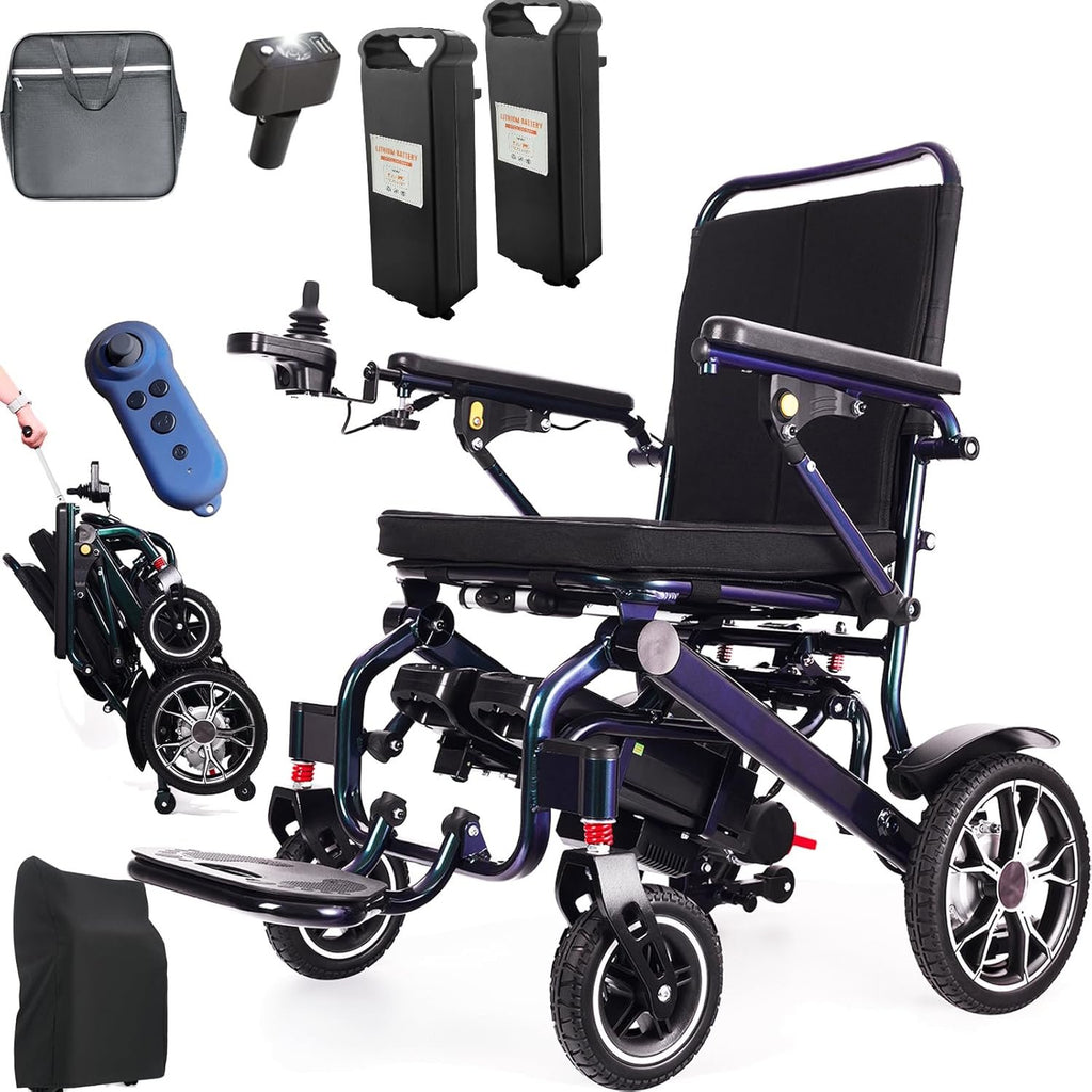 42 lbs Foldable Electric Wheelchair – Dual Battery, 500W, Airline Approved