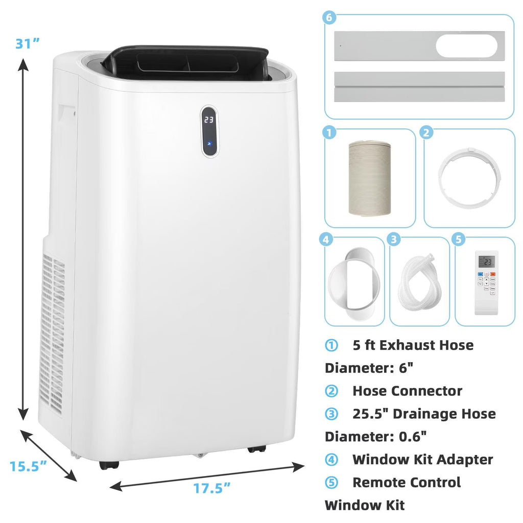 14,000 BTU 4-in-1 Portable AC with Heat & WiFi