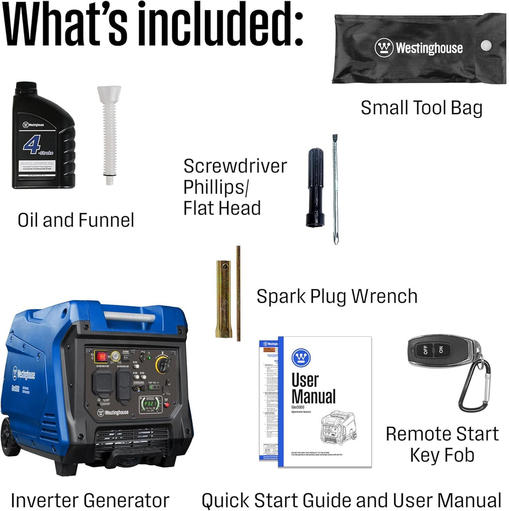 Westinghouse 5000W Dual Fuel Portable Inverter Generator Gas Propane Remote Start RV Ready CO Sensor
