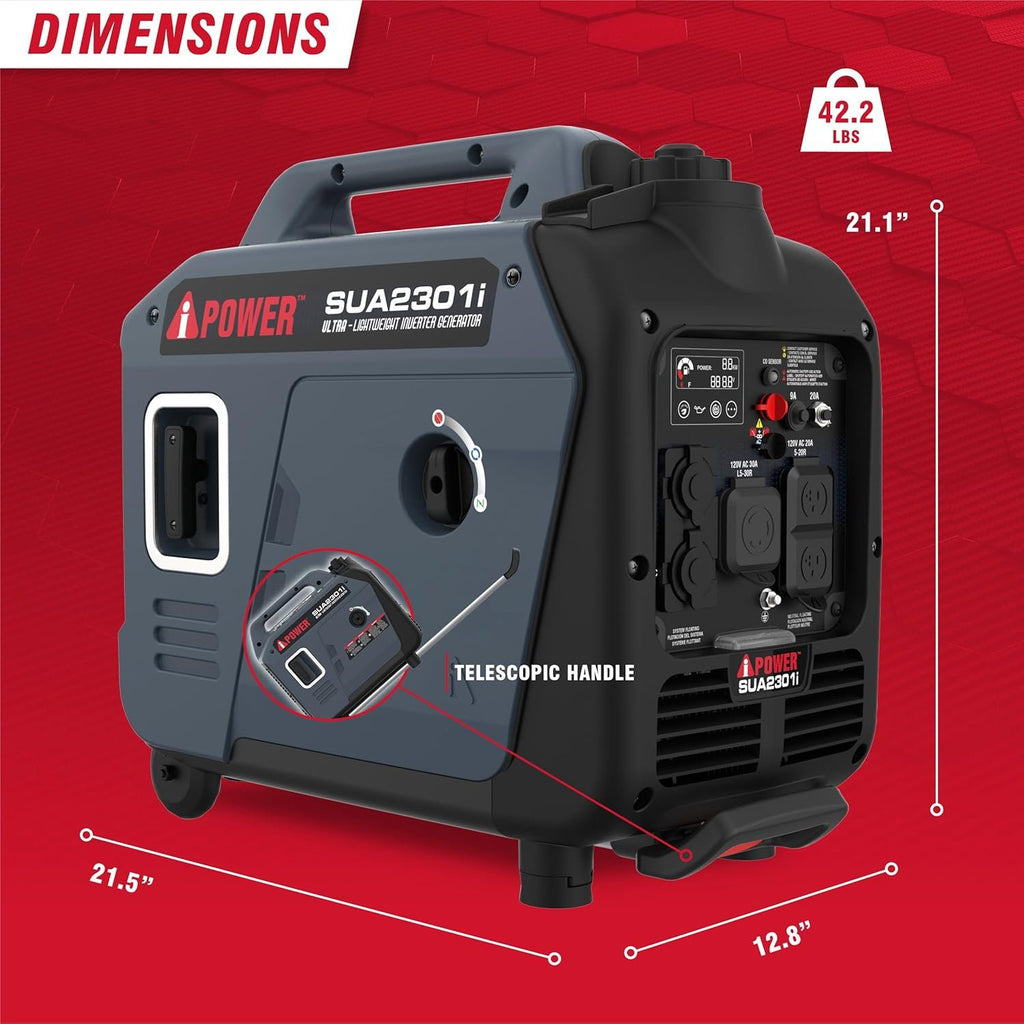 A-iPower 4300W Dual Fuel Portable Inverter Generator Gas Propane RV Ready CO Sensor CARB Compliant