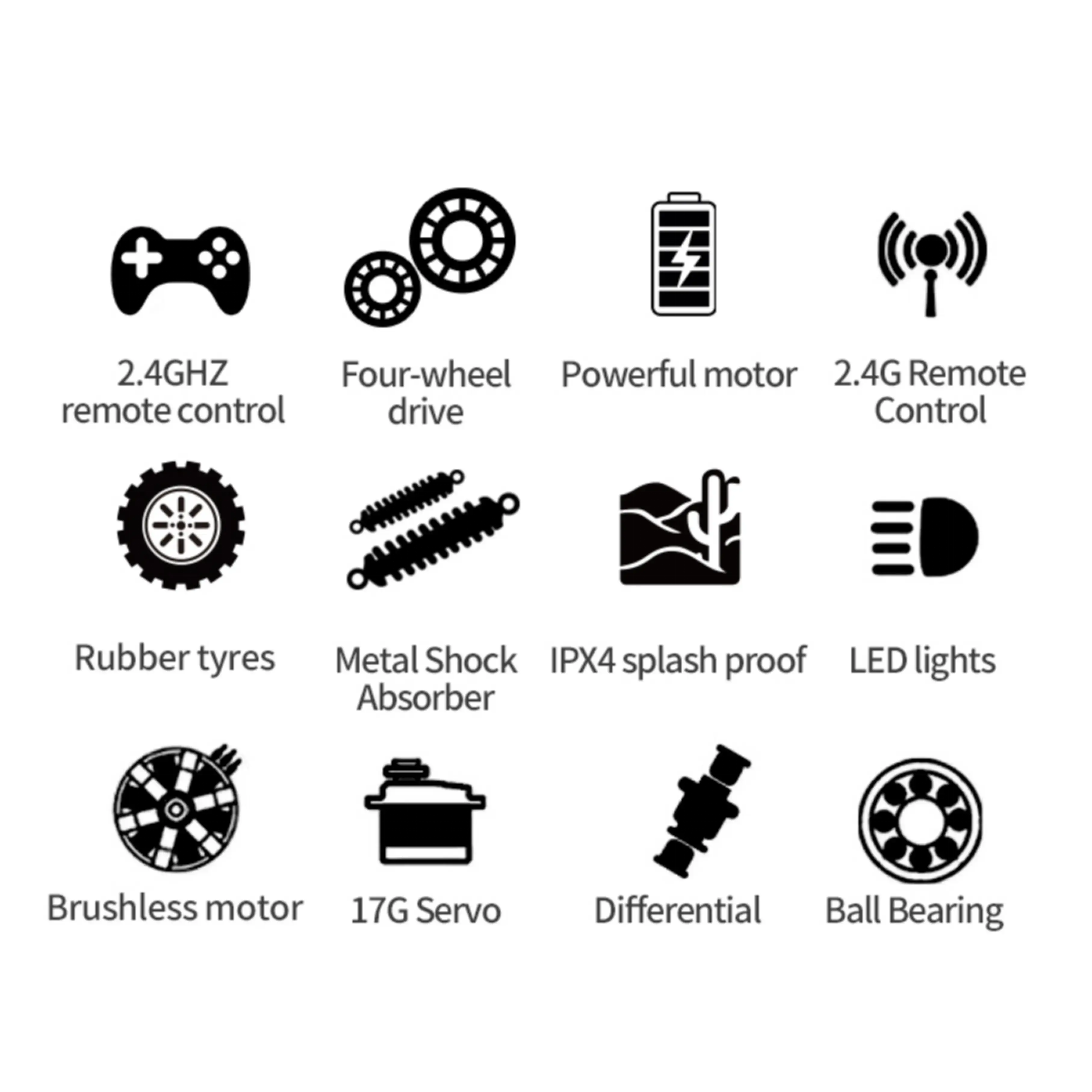 1:16 Large Alloy Crawler Remote Control Truck - 4WD, 2.4GHz, Waterproof