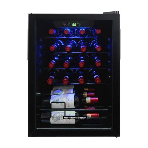 22 Bottle Wine Fridge, 2.6 Cu. ft. Wine Refrigerator with Glass Door and Touch Controls, Black