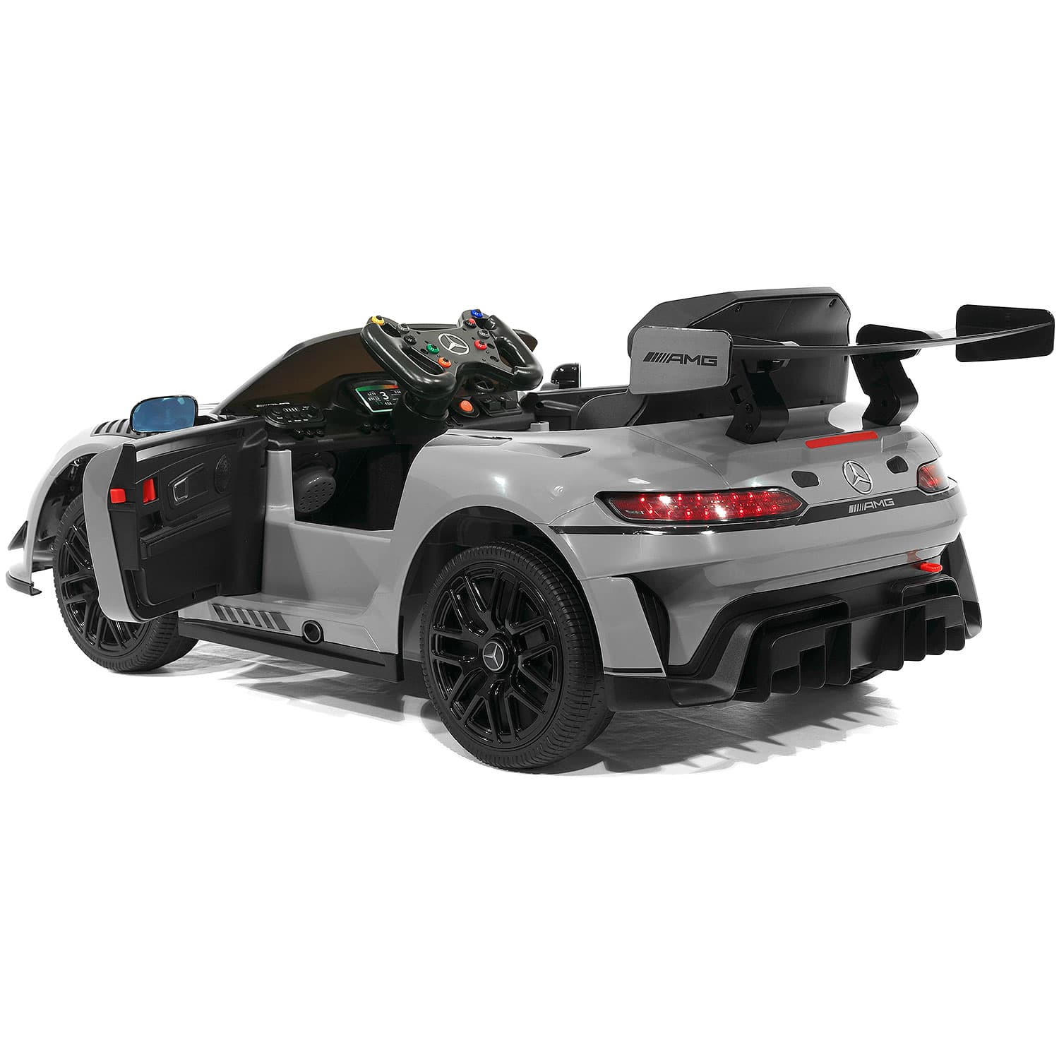 Mercedes AMG GT3 EVO 12V Kids Ride-On Car with R/C Parental Remote | Gray