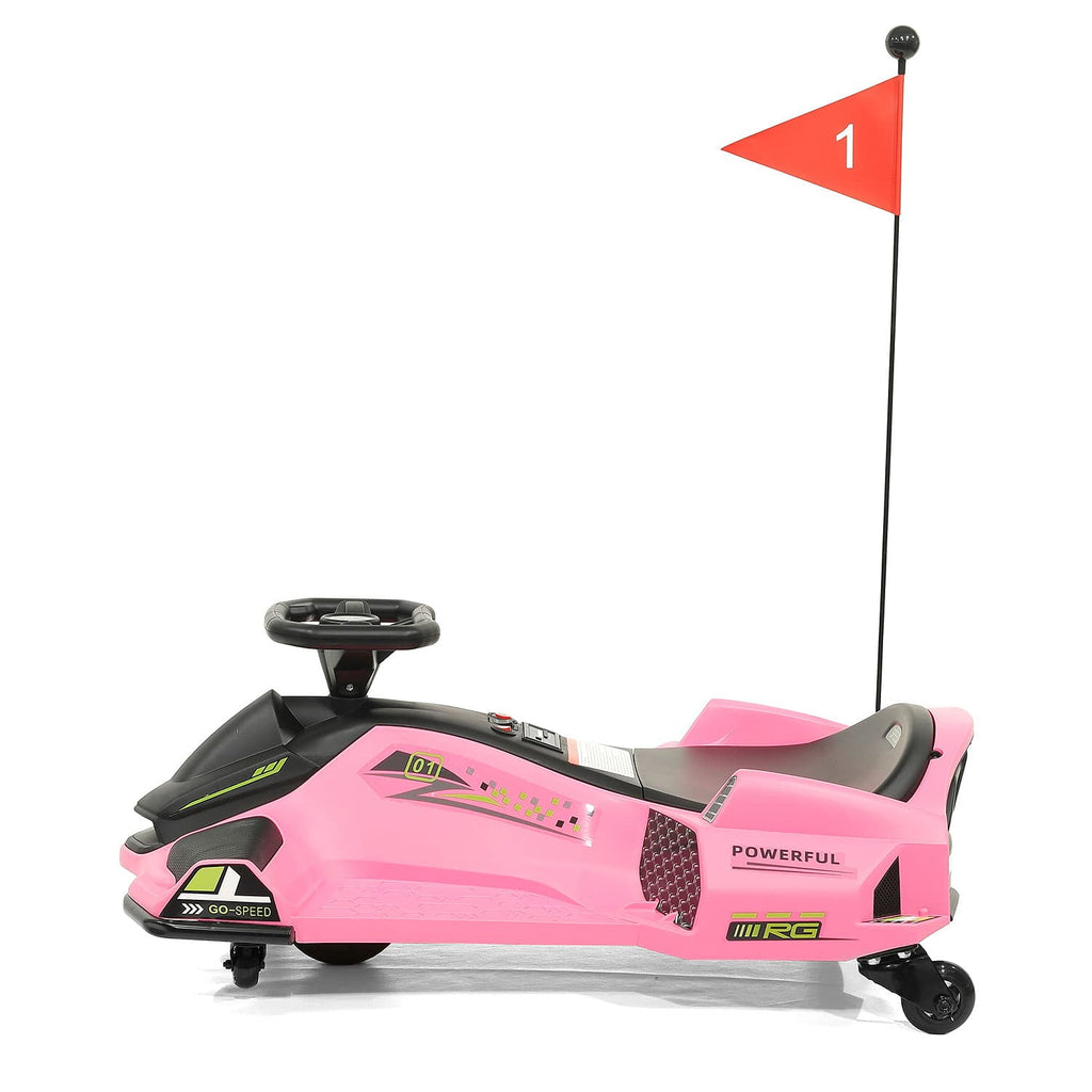 360° Drift Glider 24V Kids Ride-On Go-Kart | Pink