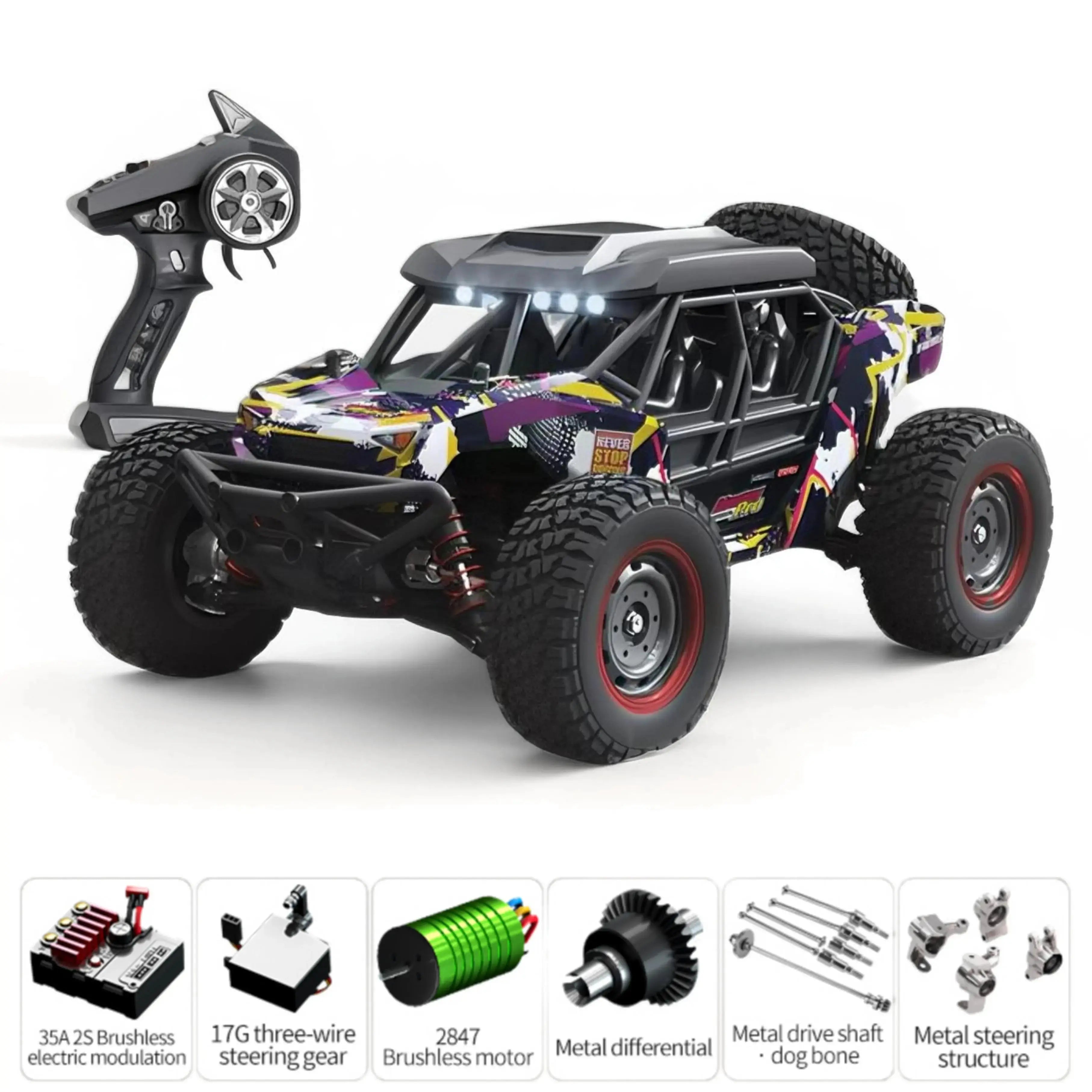 16106Pro 4WD Remote Control Monster Truck with Brushless Motor, 70km/h for Outdoor Adventures