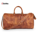Leather Weekender Bag – Brown Duffel Bag with Adjustable Shoulder Strap