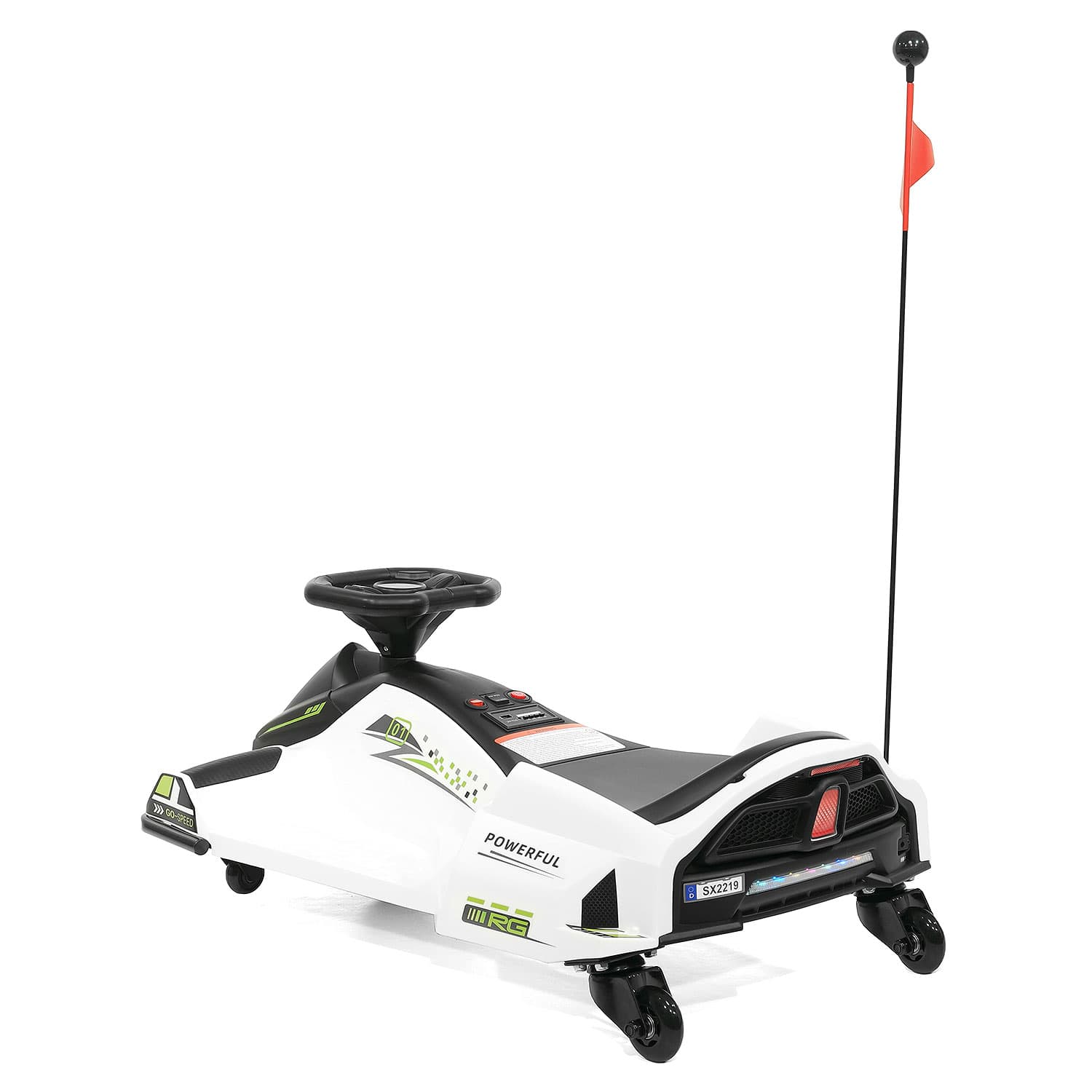 360° Drift Glider 24V Kids Ride-On Go-Kart | White