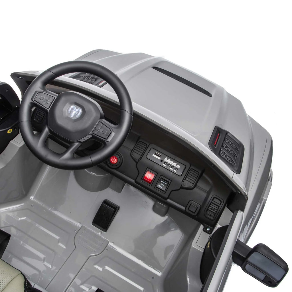 Dodge Ram 2500 Rebel 24V Kids Ride-On Car Truck with R/C Parental Remote | Gray