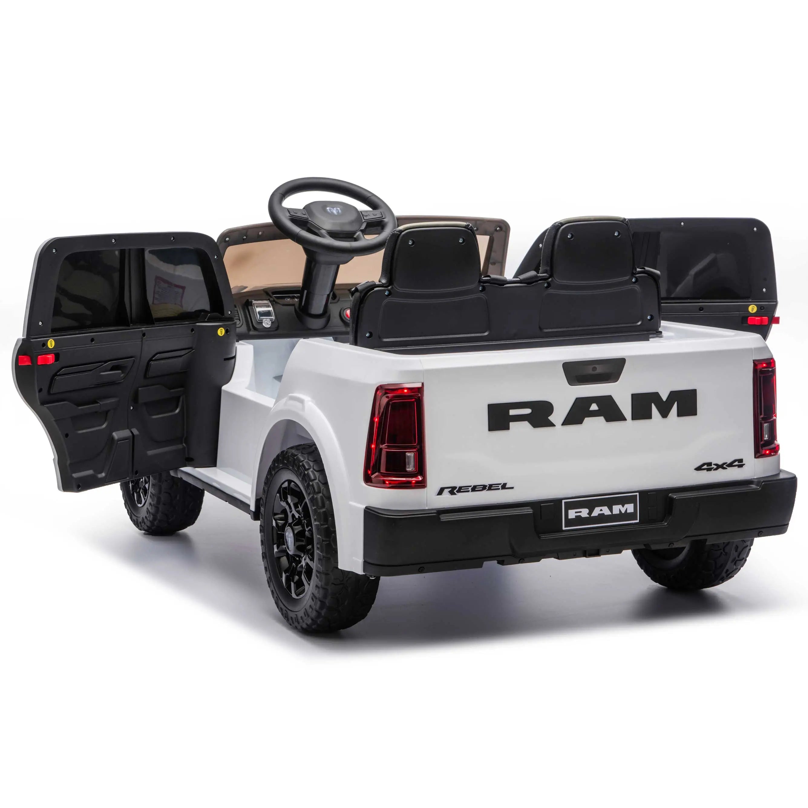 Dodge Ram 2500 Rebel 24V Kids Ride-On Car Truck with R/C Parental Remote | White
