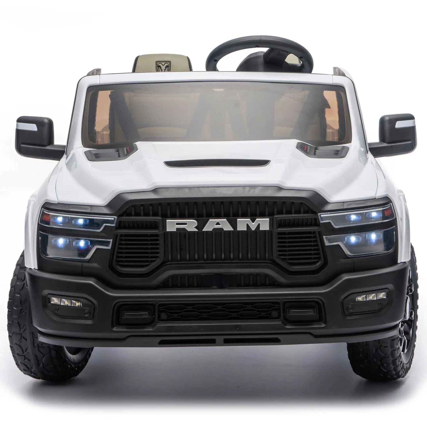Dodge Ram 2500 Rebel 24V Kids Ride-On Car Truck with R/C Parental Remote | White