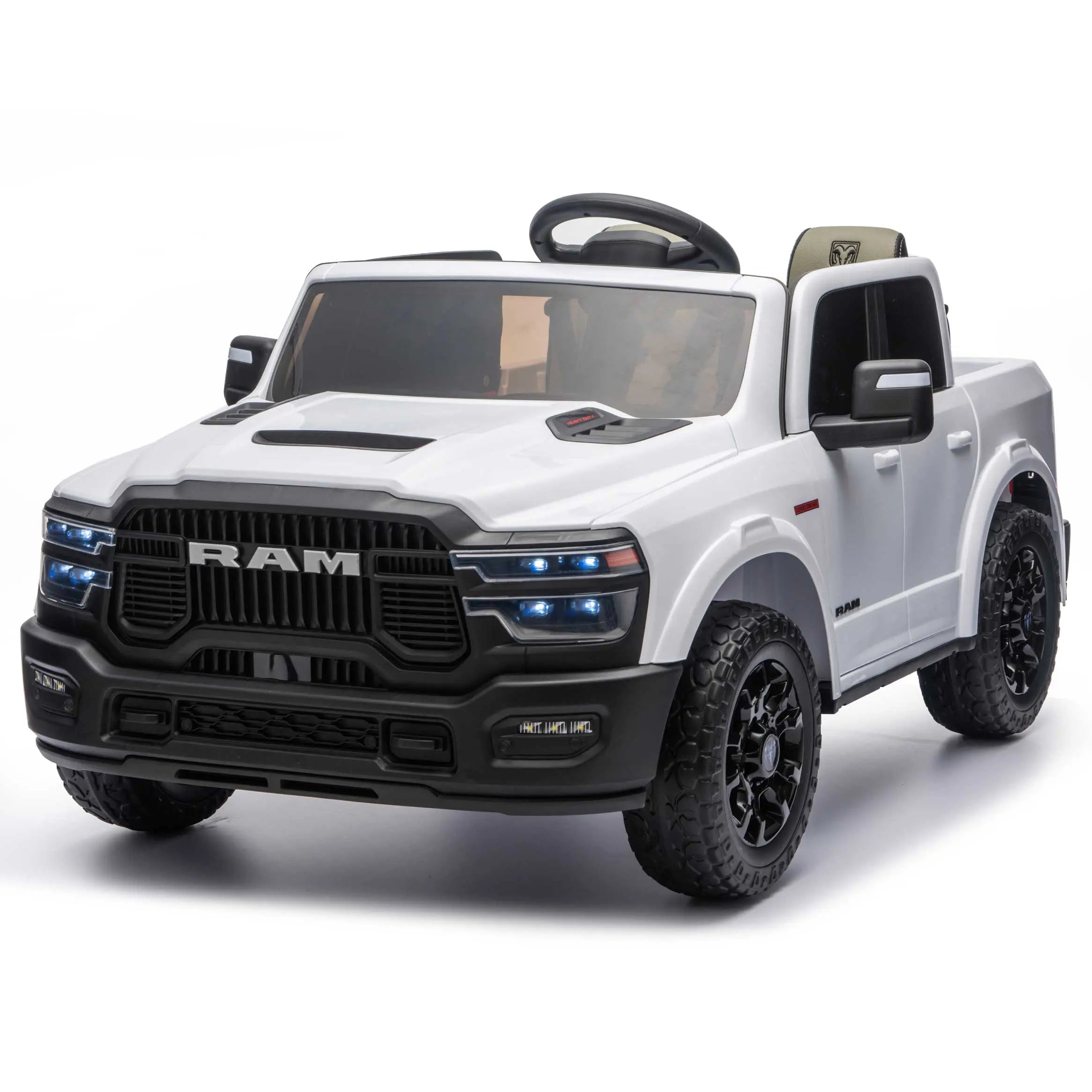Dodge Ram 2500 Rebel 24V Kids Ride-On Car Truck with R/C Parental Remote | White