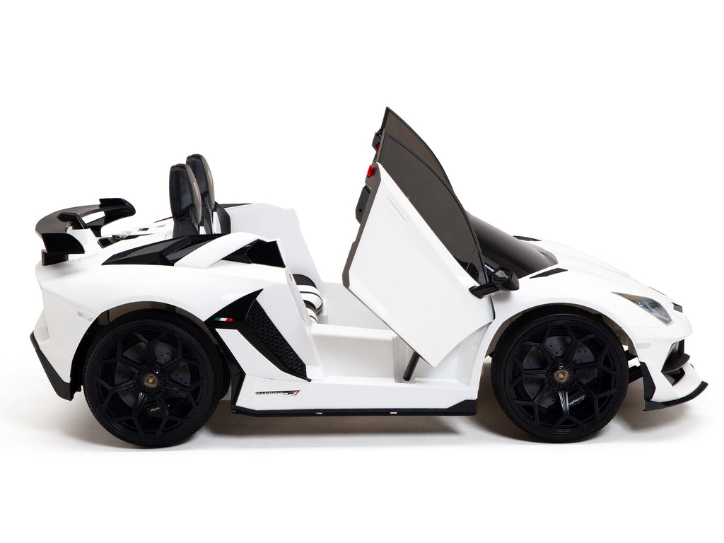 Lamborghini Aventador SVJ Drift Edition 24V Kids Ride-On Car with R/C Parental Remote | White