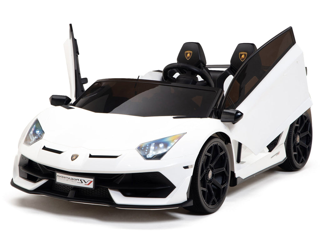Lamborghini Aventador SVJ Drift Edition 24V Kids Ride-On Car with R/C Parental Remote | White