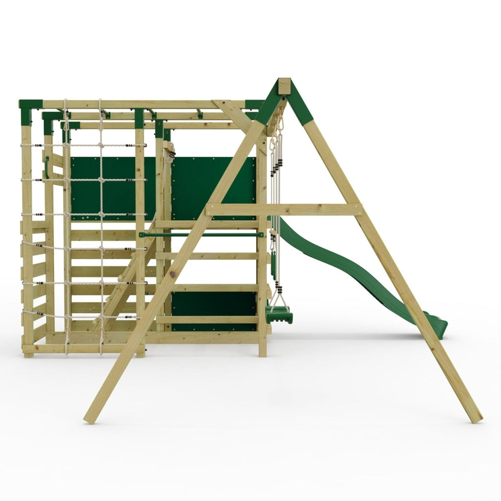 NinjaPlay Climbing Frame Double Swing Set with Slide
