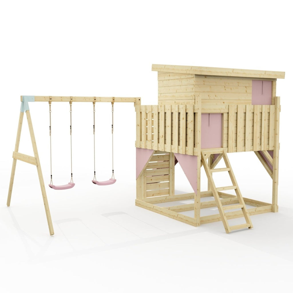 PolarPlay Climbing Platform and Playhouse with Double Swing - Nils