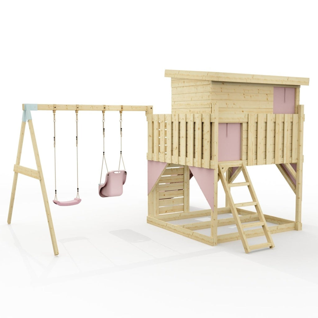 PolarPlay Climbing Platform and Playhouse with Double Swing - Nils