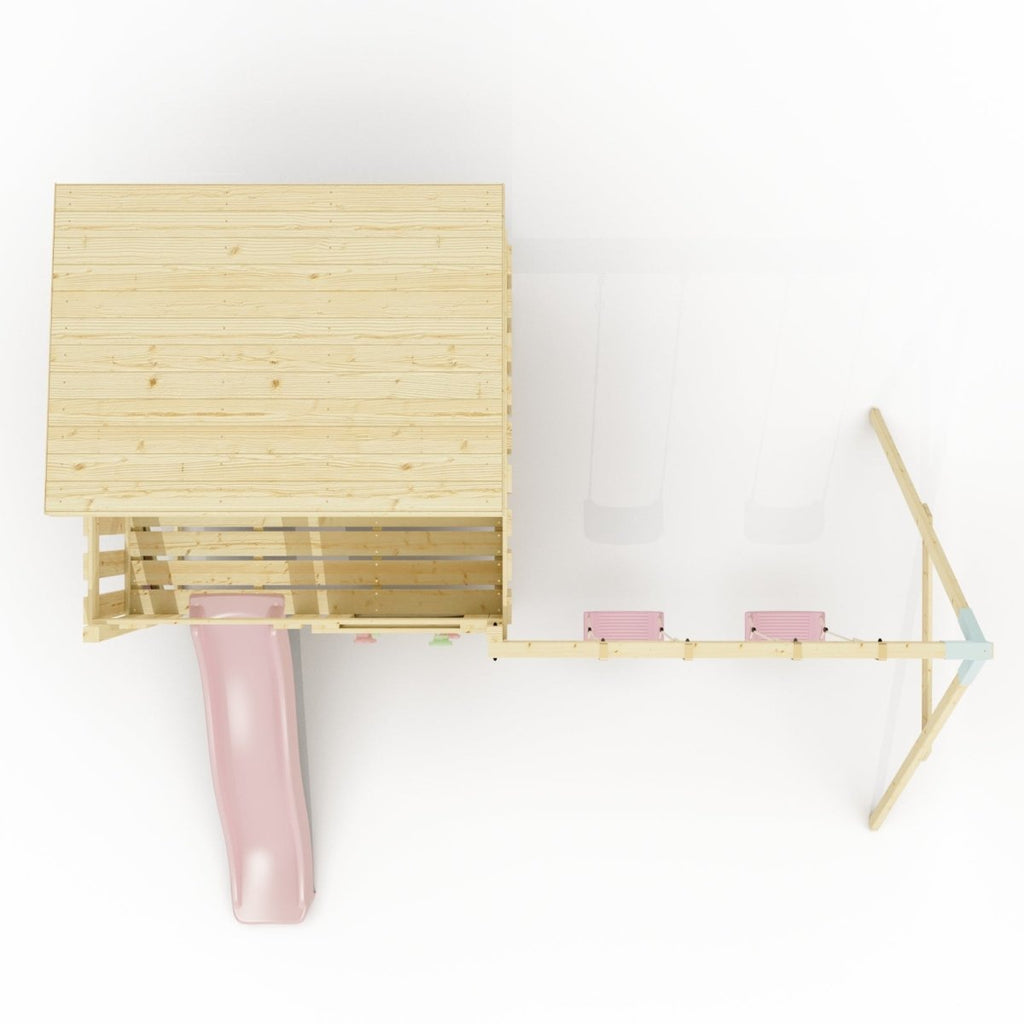 PolarPlay Climbing Platform and Playhouse with Double Swing - Nils