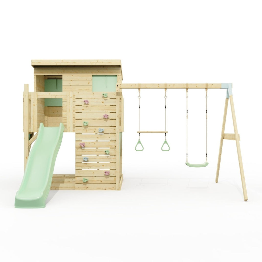 PolarPlay Climbing Platform and Playhouse with Double Swing - Nils