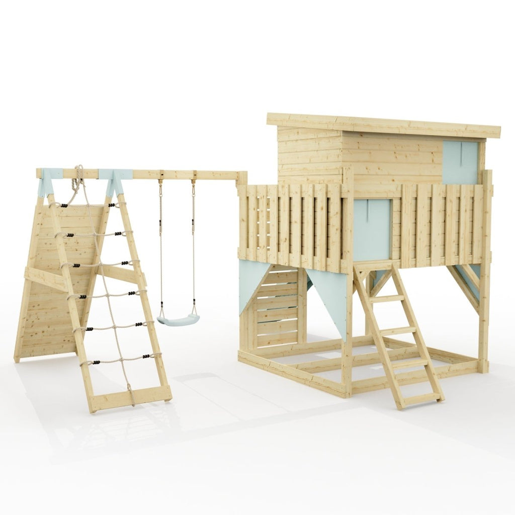 PolarPlay Climbing Platform and Playhouse with Single Swing and Climbing Wall - Emil
