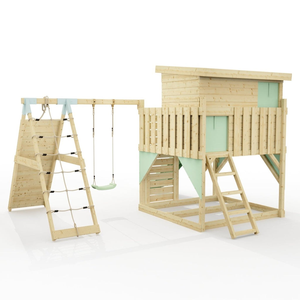 PolarPlay Climbing Platform and Playhouse with Single Swing and Climbing Wall - Emil