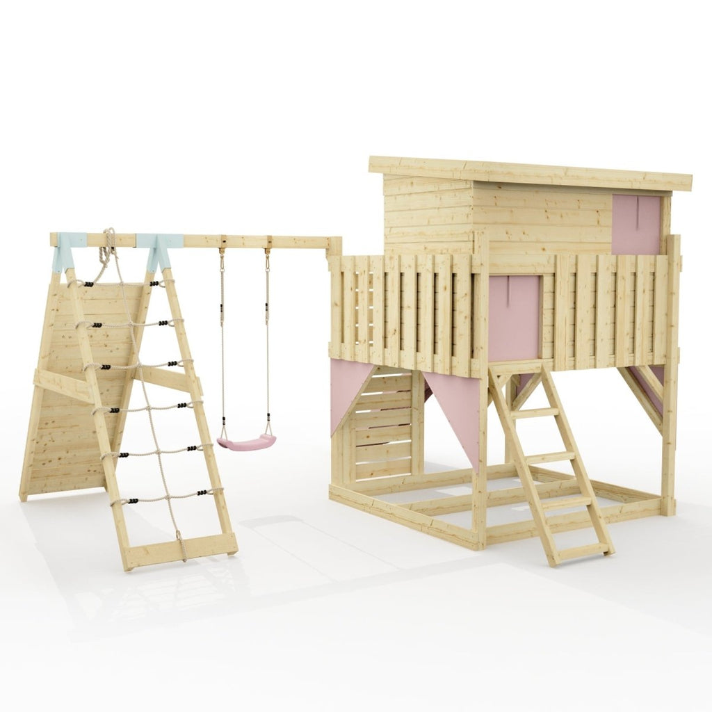 PolarPlay Climbing Platform and Playhouse with Single Swing and Climbing Wall - Emil