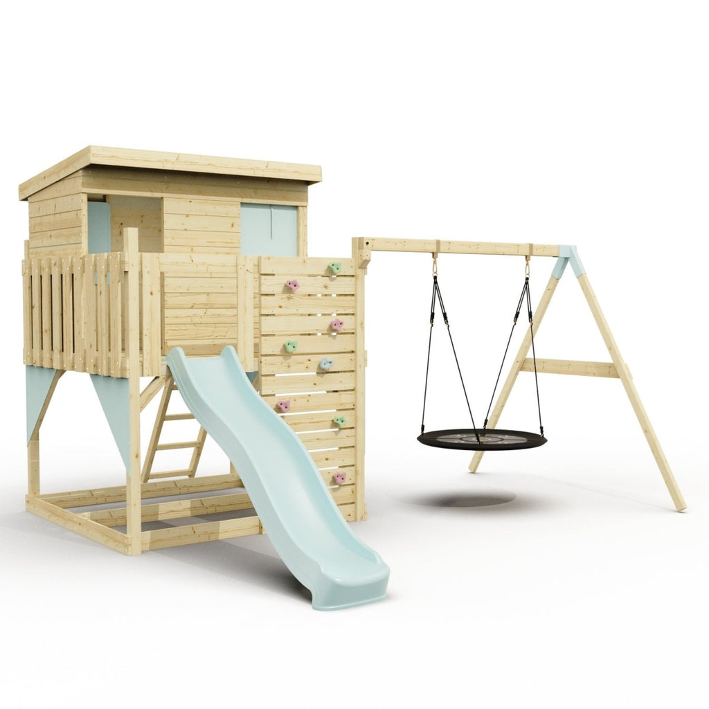 PolarPlay Climbing Platform and Playhouse with Single Swing - Nils