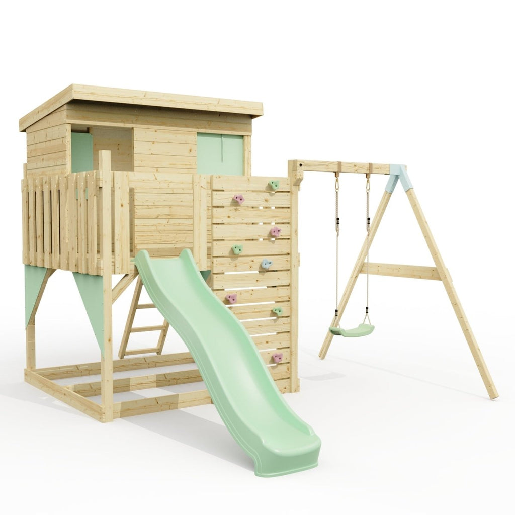 PolarPlay Climbing Platform and Playhouse with Single Swing - Tjorven