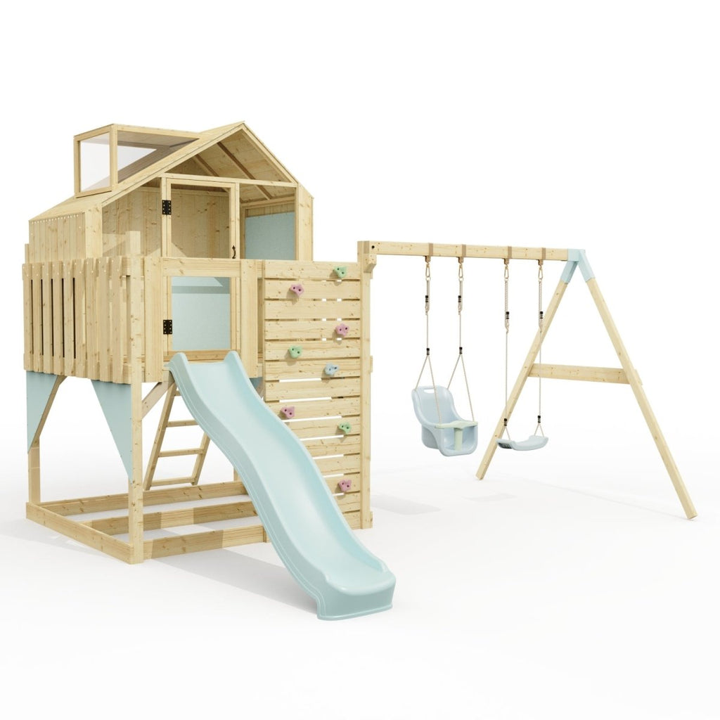PolarPlay Kids Climbing Tower & Playhouse - Swing Saga Mist