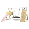 PolarPlay Premium Single Swing Set with Climbing Wall and Slide
