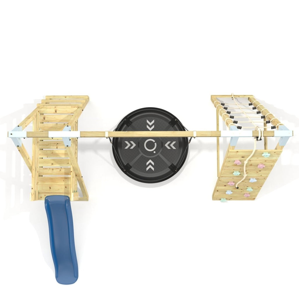 PolarPlay Premium Single Swing Set with Climbing Wall and Slide