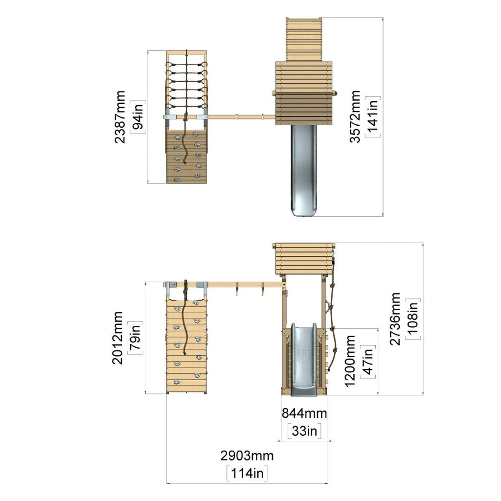 PolarPlay Tower Kids Wooden Climbing Frame - Climb & Swing Tyra Mist