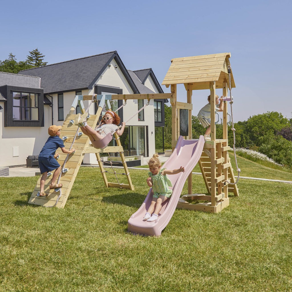 PolarPlay Tower Kids Wooden Climbing Frame - Climb & Swing Tyra Rose