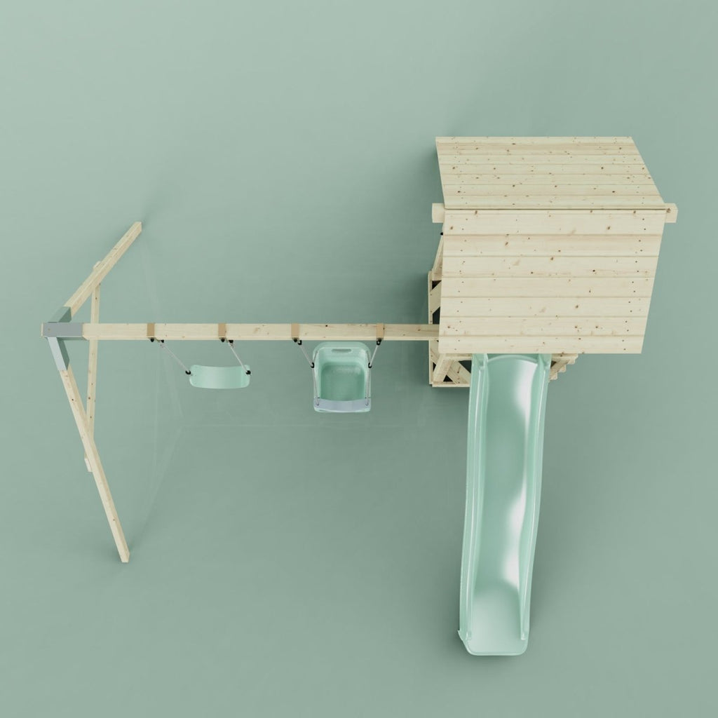 PolarPlay Tower Kids Wooden Climbing Frame - Swing Olavo Sage