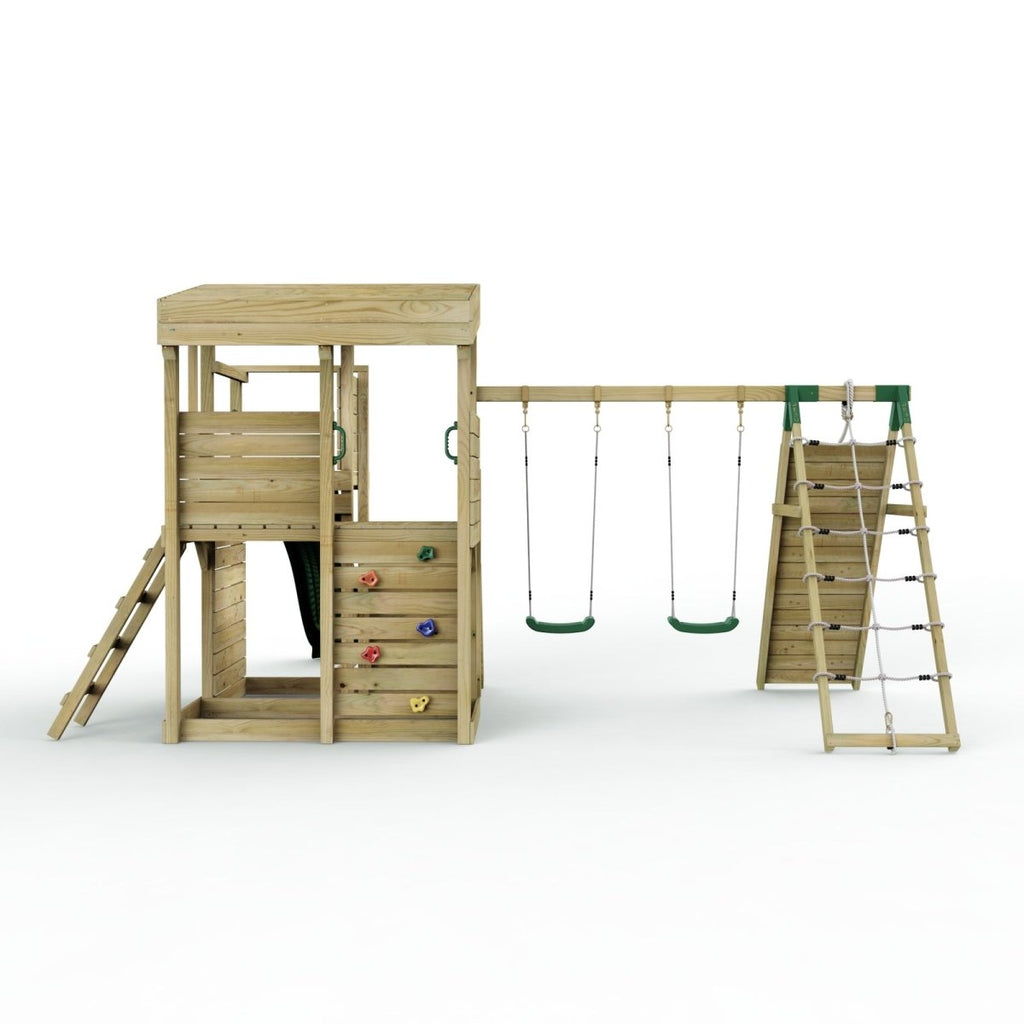 ClassicPlay Sentinel XL Lookout Tower with 3 Decks, Double Swing, Climbing Wall and Slide