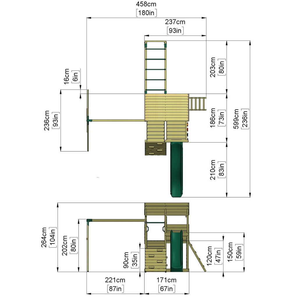 ClassicPlay Sentinel XL Lookout Tower with 3 Decks, Double Swing, Monkey Bars and Slide
