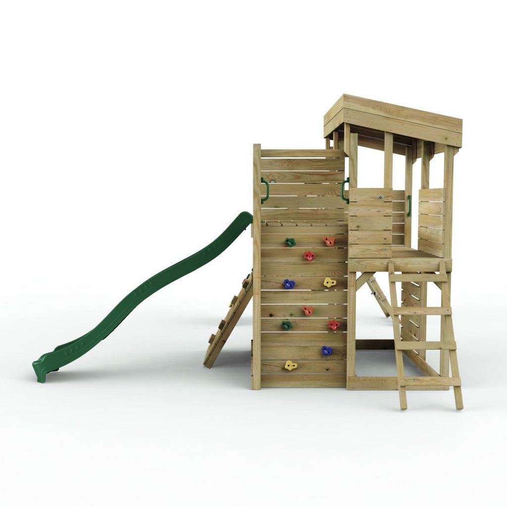 ClassicPlay Sentinel XL Lookout Tower with 3 Decks, Single Swing, Climbing Wall and Slide