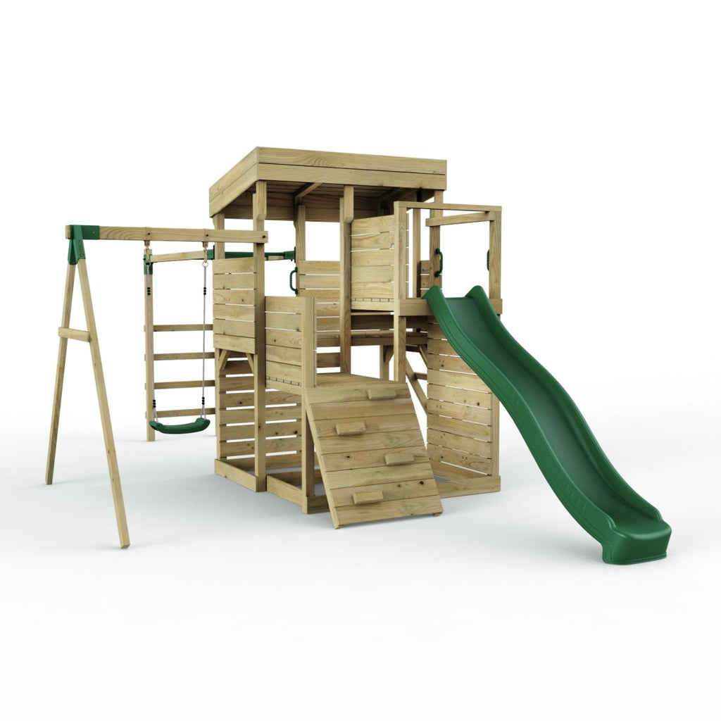 ClassicPlay Sentinel XL Lookout Tower with 3 Decks, Single Swing, Monkey Bars and Slide