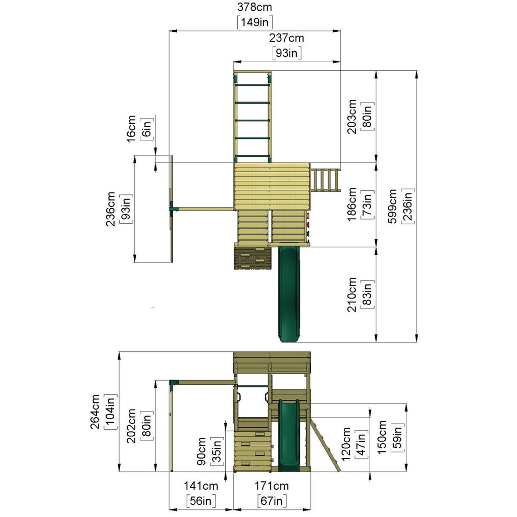 ClassicPlay Sentinel XL Lookout Tower with 3 Decks, Single Swing, Monkey Bars and Slide