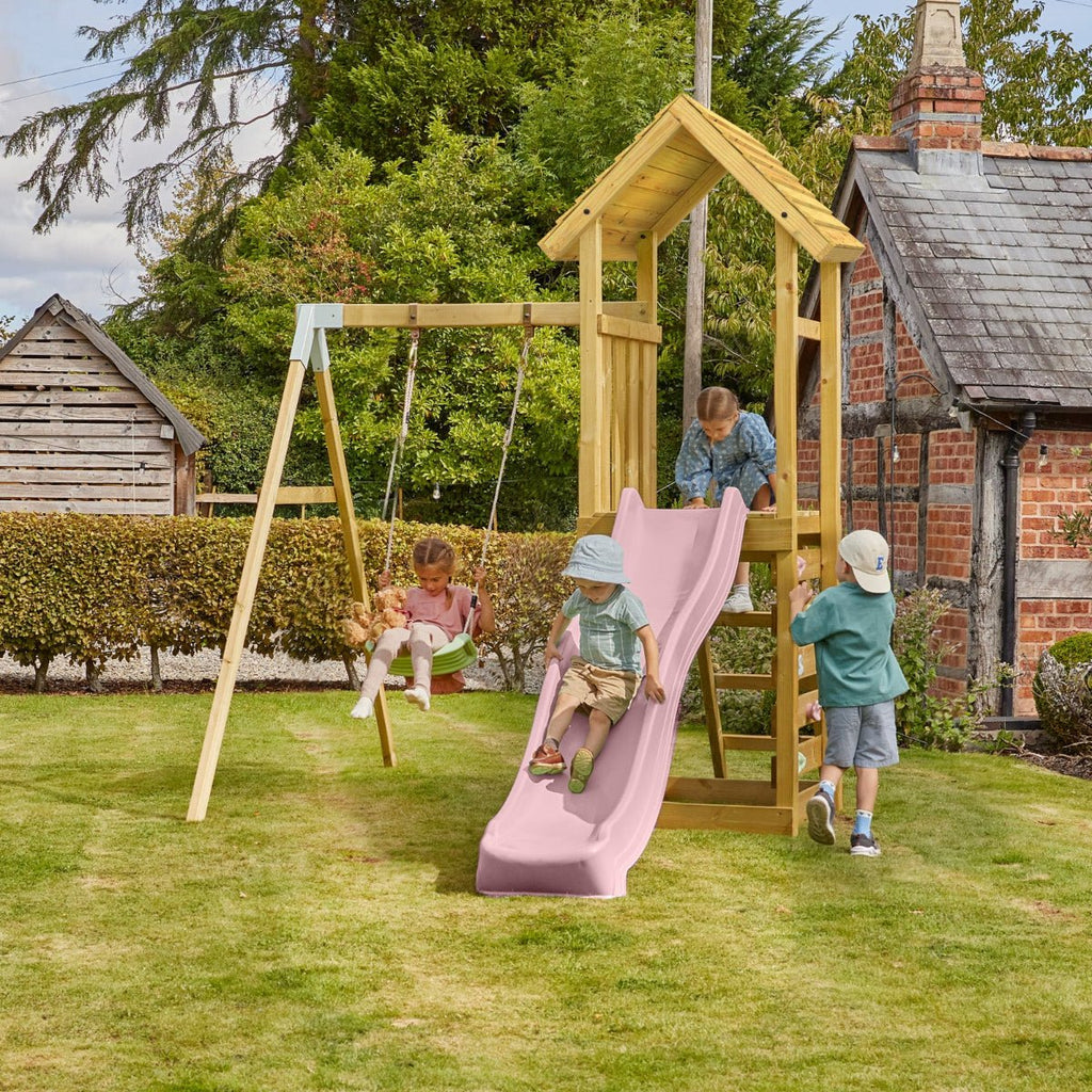 Rebo Adventure Wooden Climbing Frame, Swing Set and Slide - Rushmore
