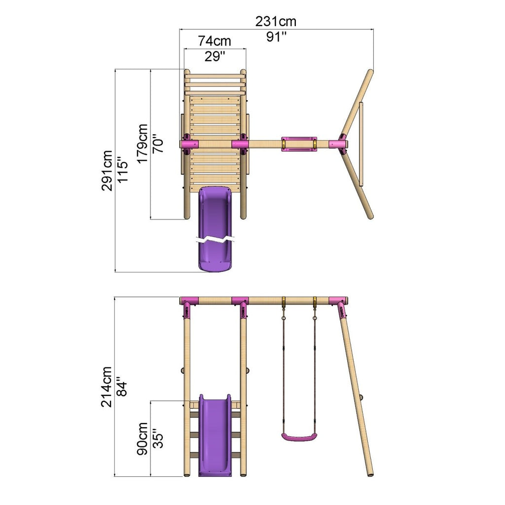 Rebo Single Swing Set with Slide - Apollo Purple