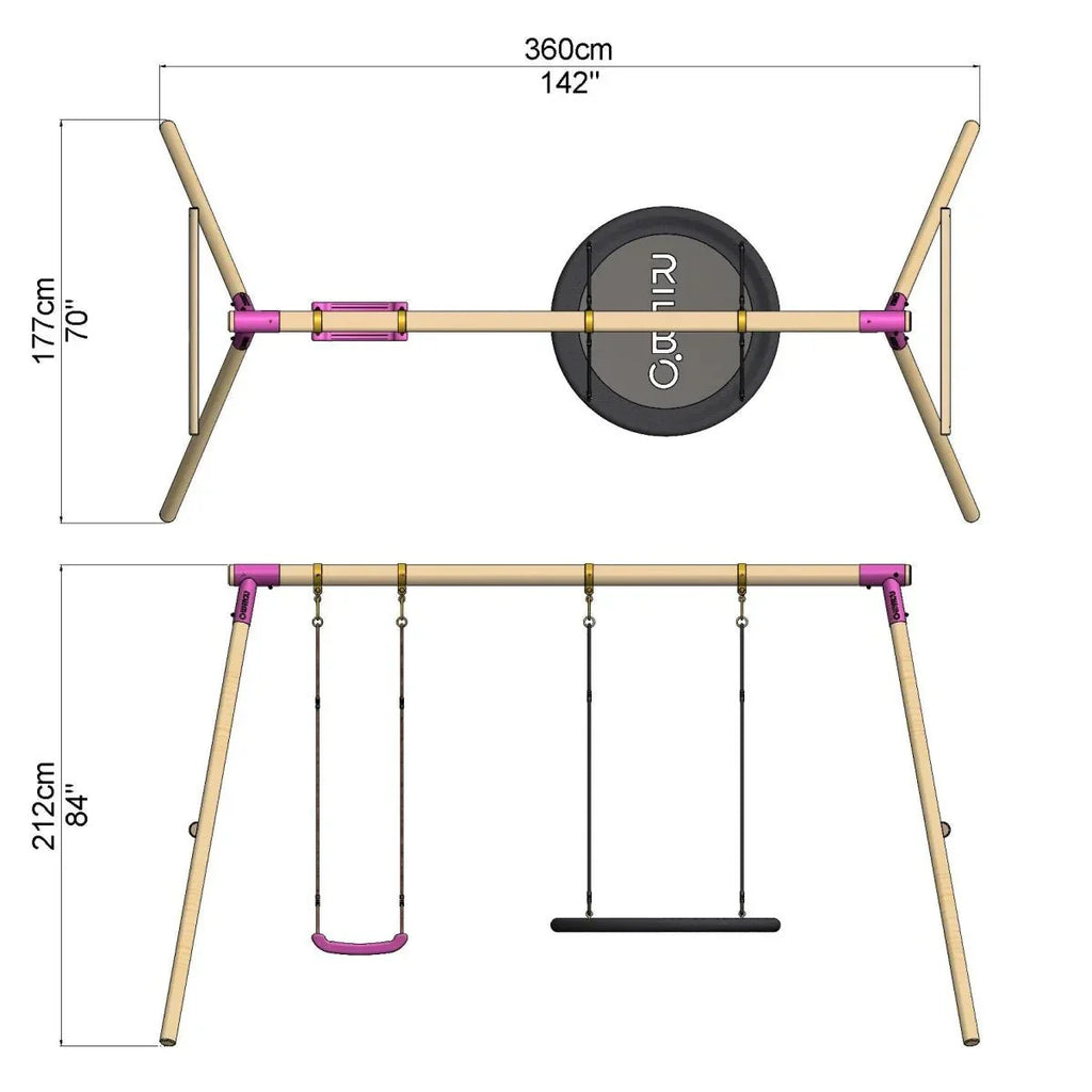 Rebo Double Swing Set - Meteorite Purple