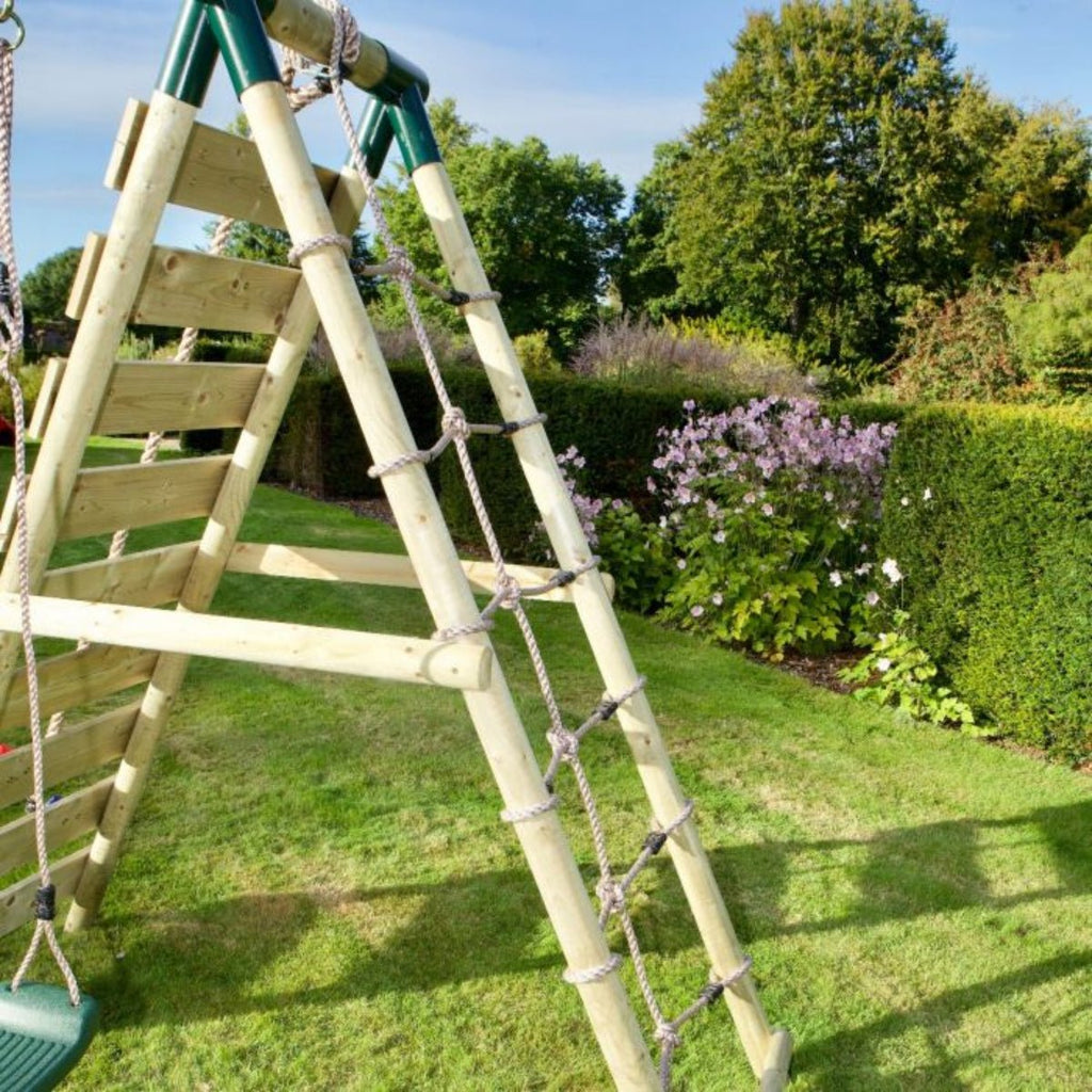 Rebo Single Swing Set with Climbing Wall and Slide - Amber Purple