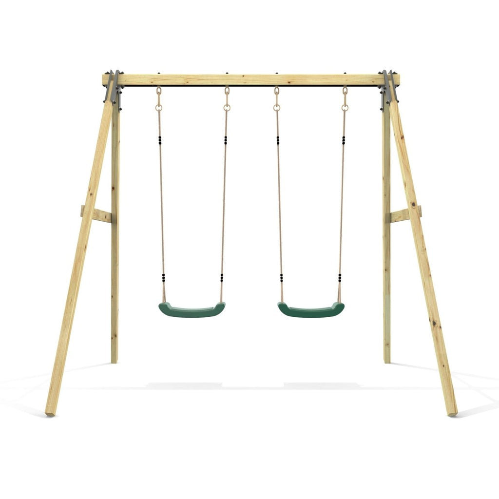 Rebo Glide Wooden Double Swing Sets with Two Swing Seats – Tulip