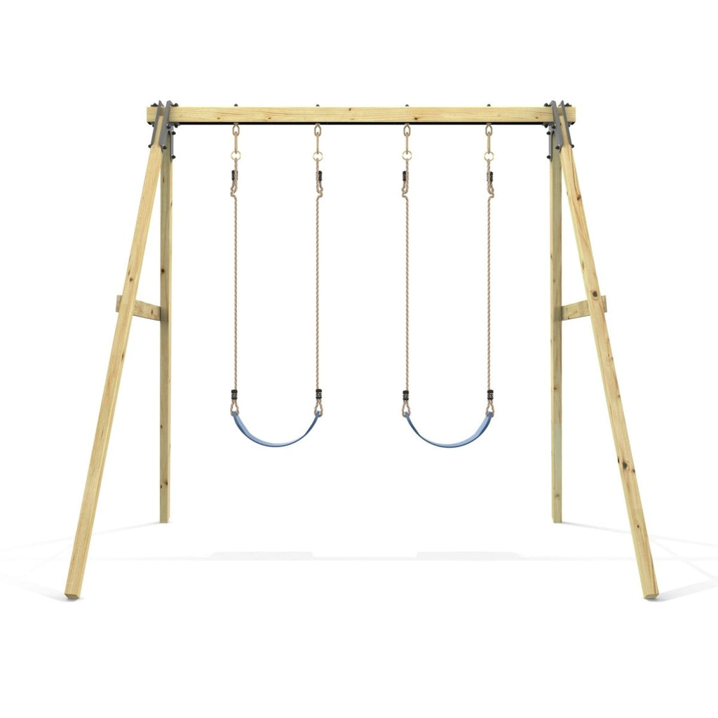 Rebo Glide Wooden Double Swing Sets with Two Swing Seats – Tulip